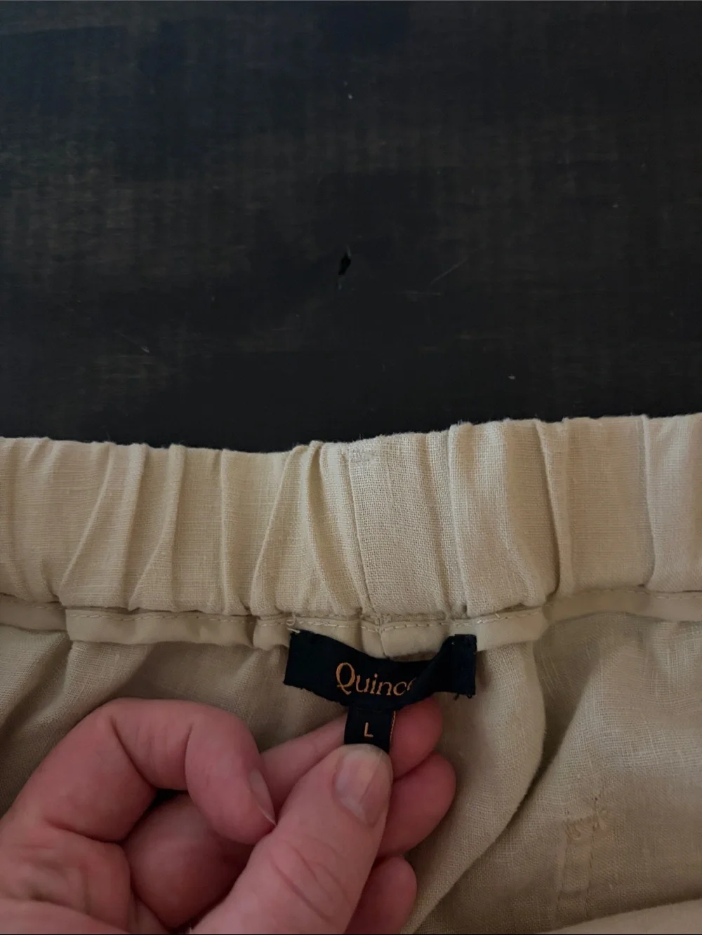 Quince Driftwood Tan 100% European Linen Pull On Pants Size Large Minimalist